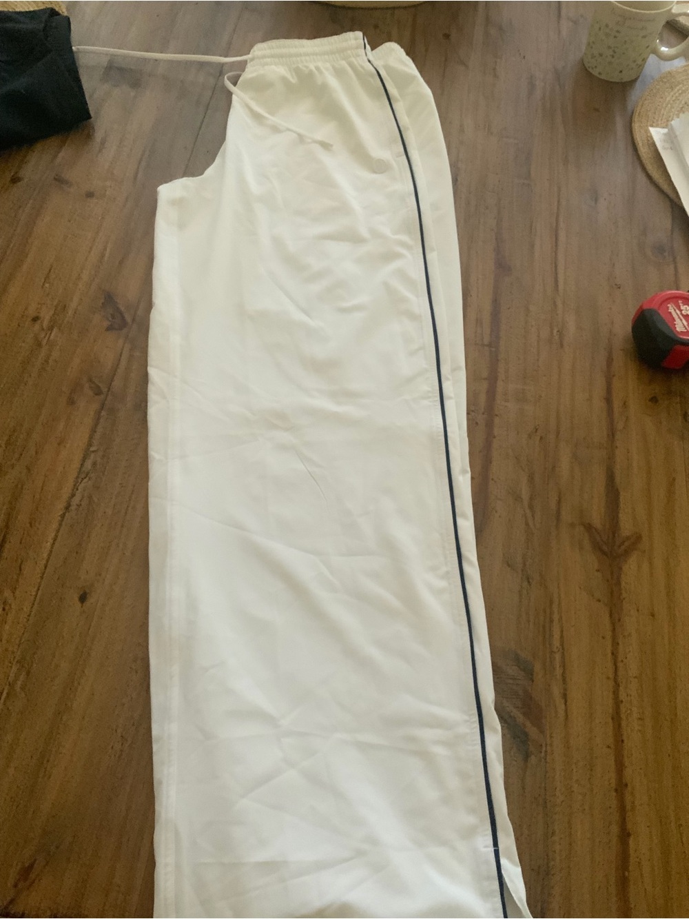 lululemon athletica White Track Pants with Navy Side Piping